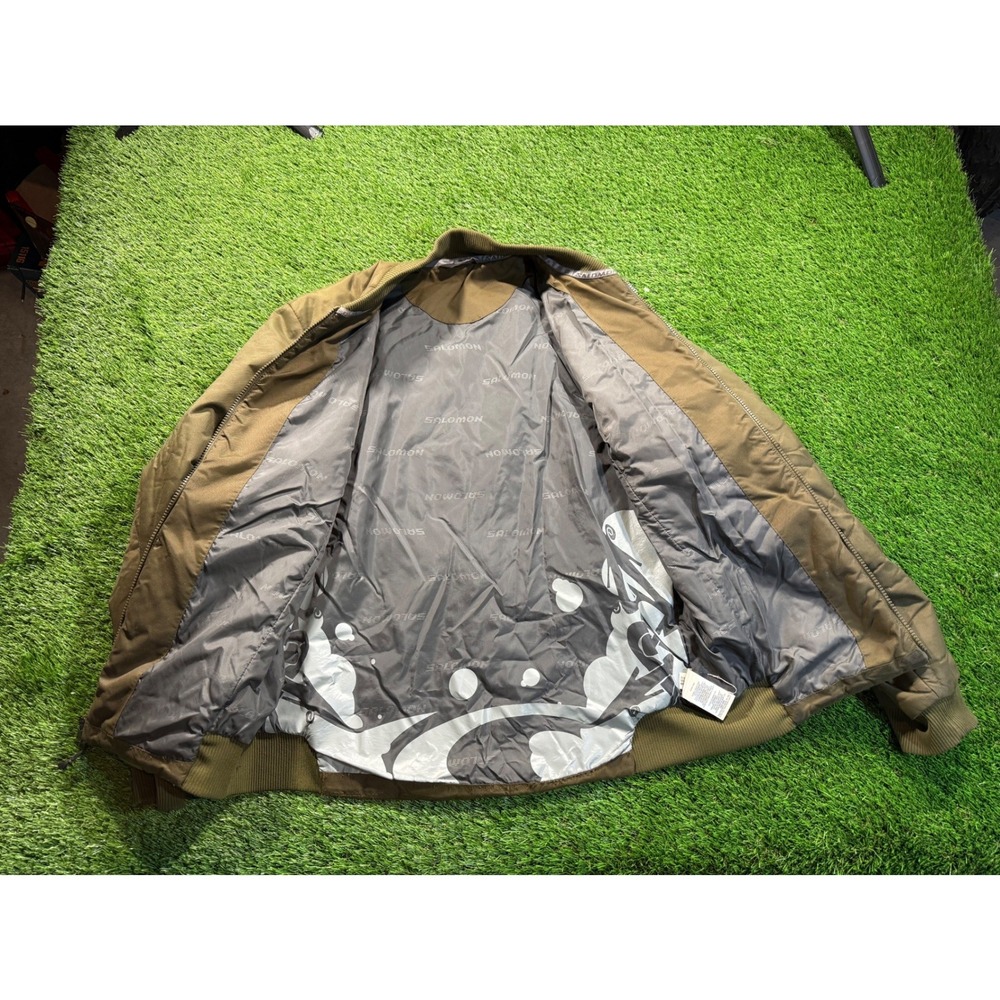 Salomon Bomber Jacket Olive Green Quilted Lightweight Zip Up Men Size L‎